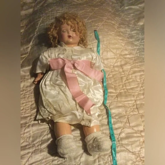 Antique 1800’s Composition Mohair Wig Large Doll - Picture 3 of 5